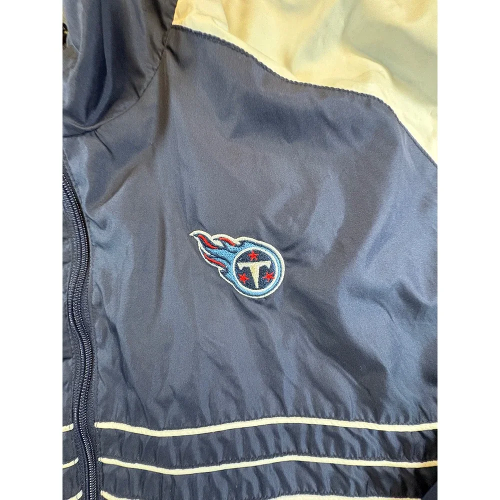 NFL Tennessee Titans Windbreaker Jacket Mens 2XL Navy Blue Colorblock Full Zip